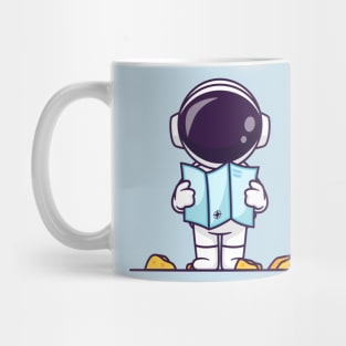 Cute Astronaut Holding Map In Moon Cartoon Mug